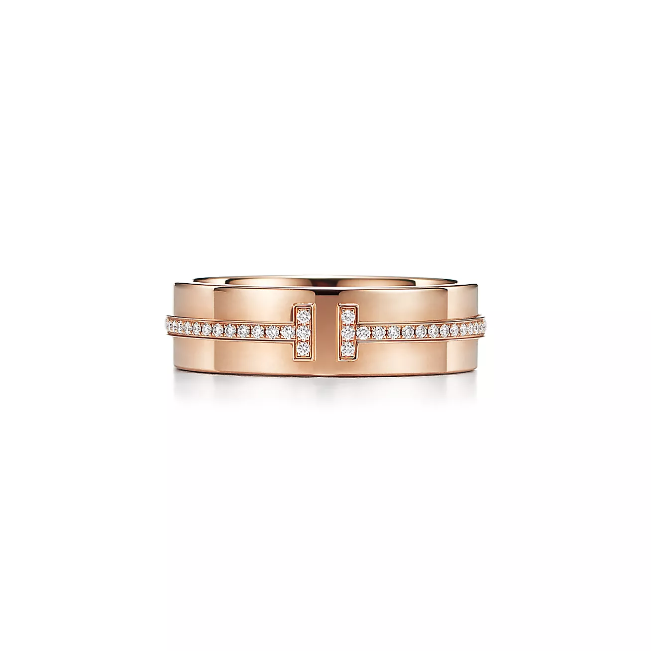 Wide Diamond Ring in Rose Gold